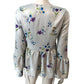 River Island Floral Print Peplum Top Women's Pale Silver Long Sleeve Size 8