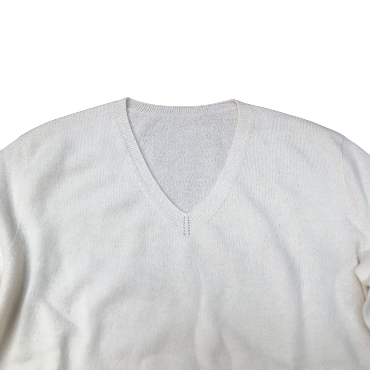 Hikaro Wool Sweater Merino Wool UK10 Women's White V Neck Long Sleeve