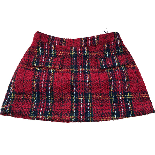 River Island Red Check Pattern Mini Skirt Size 12 Women's Tweed Style Elegant