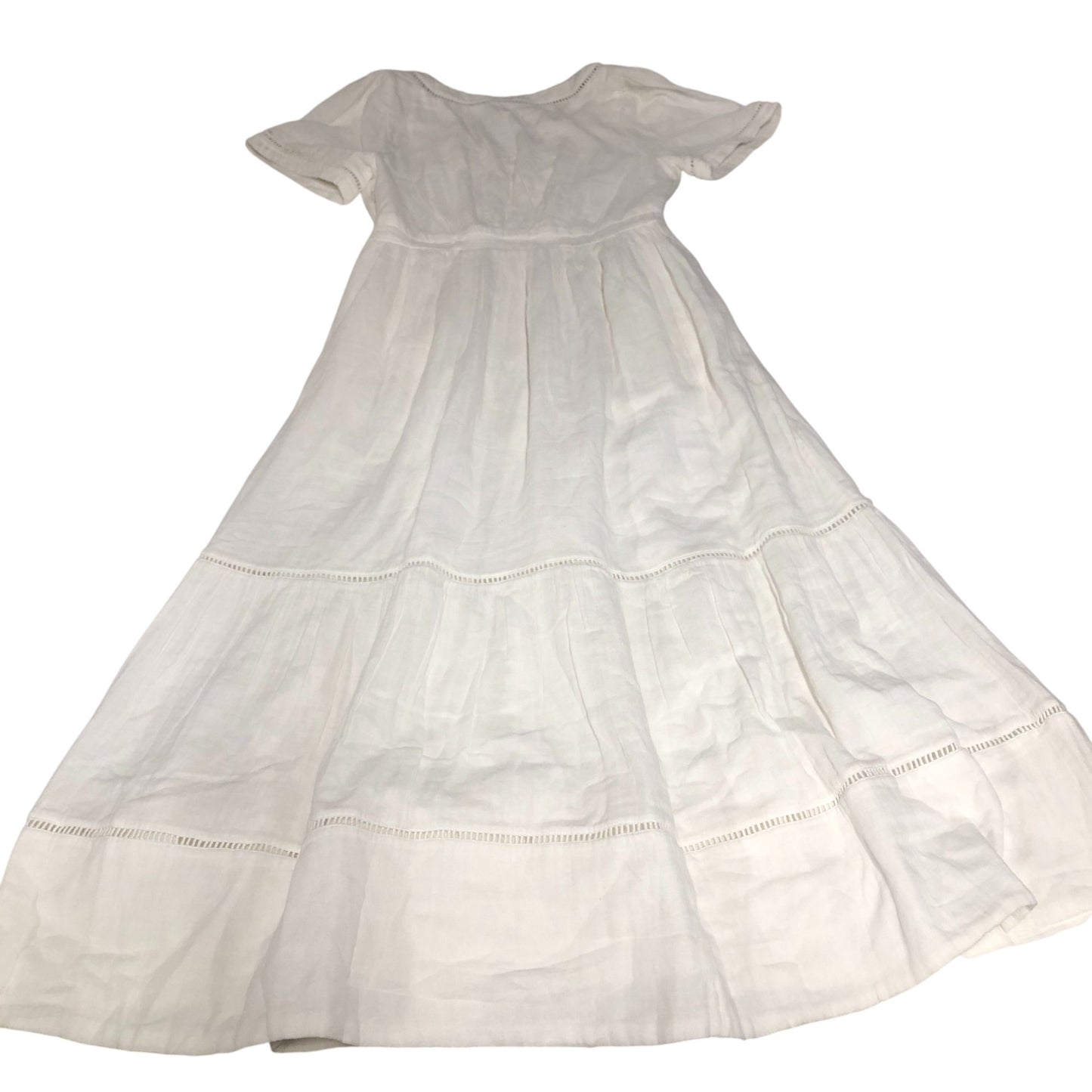 White Cotton Maxi Dress Women's Short Sleeve Summer UK8