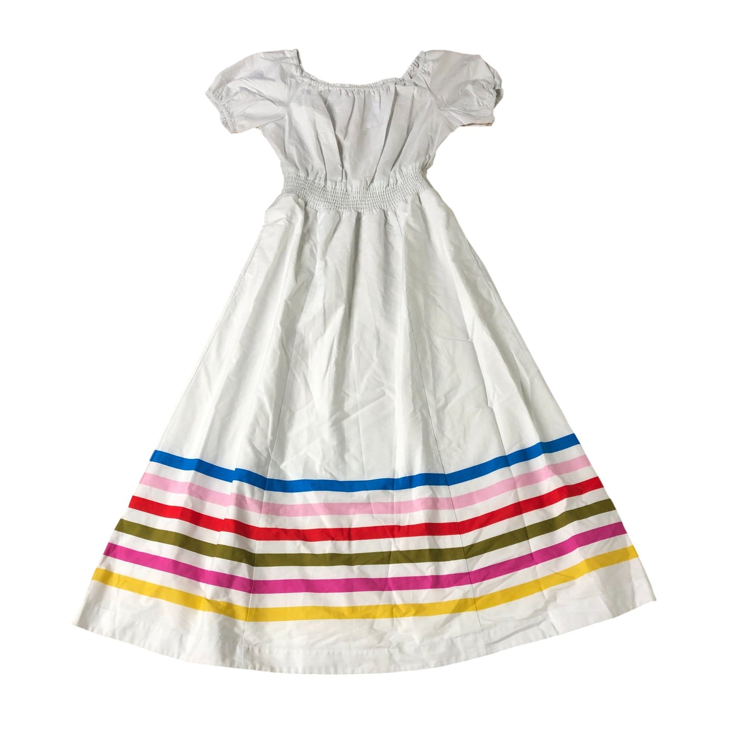 Women's White Dress Size 12 Multicoloured Striped Smock Style