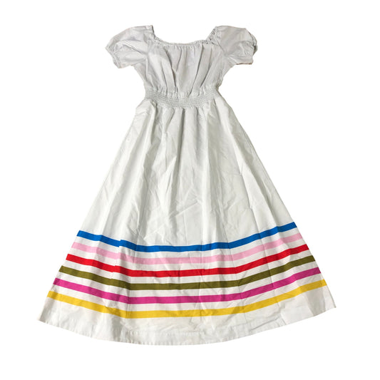 Women's White Dress Size 12 Multicoloured Striped Smock Style