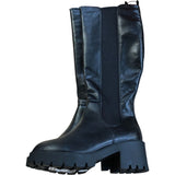 Wide Fit Black Knee High Boots Chunky Heel Faux Leather Size 5