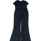 River Island Women Black Flared Jumpsuit Size 7-8 Years Party Velvet Stretch