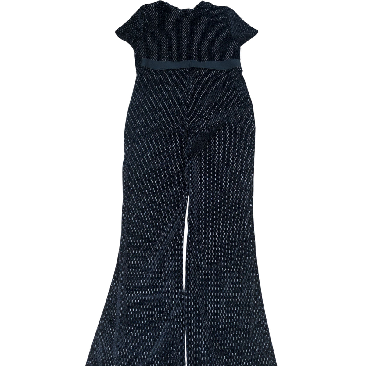 River Island Women Black Flared Jumpsuit Size 7-8 Years Party Velvet Stretch