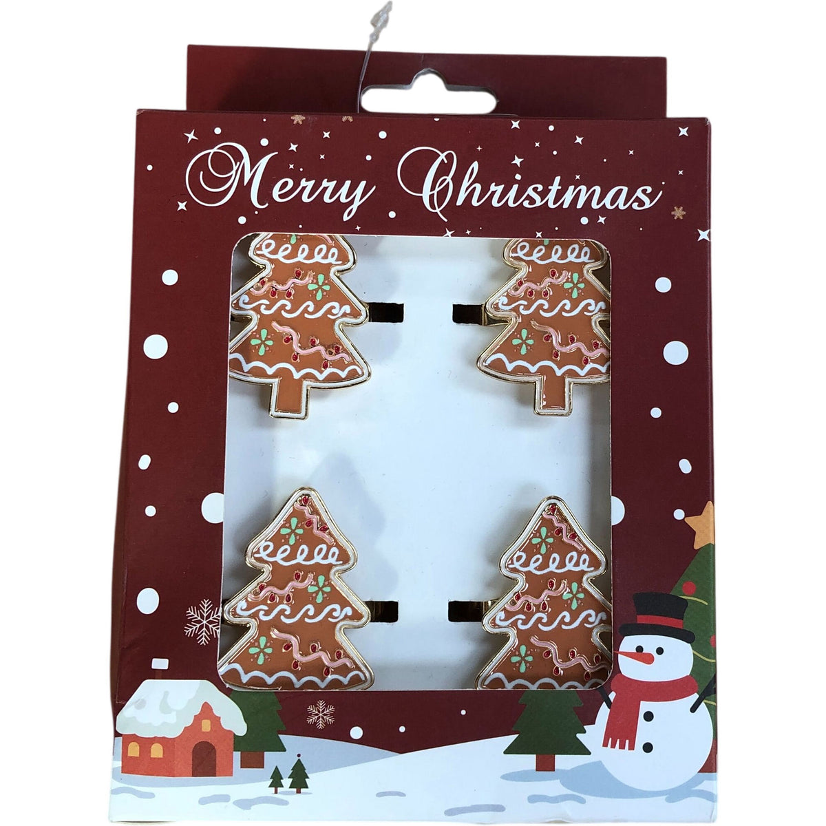 Festive Christmas Tree Napkin Rings Holiday Décor Set Of Four