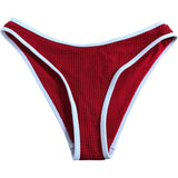 River Island Red Bikini Bottoms UK6 Women's Swimwear White Trim Textured