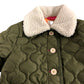 Girls Quilted Jacket Olive Green Sherpa Collar