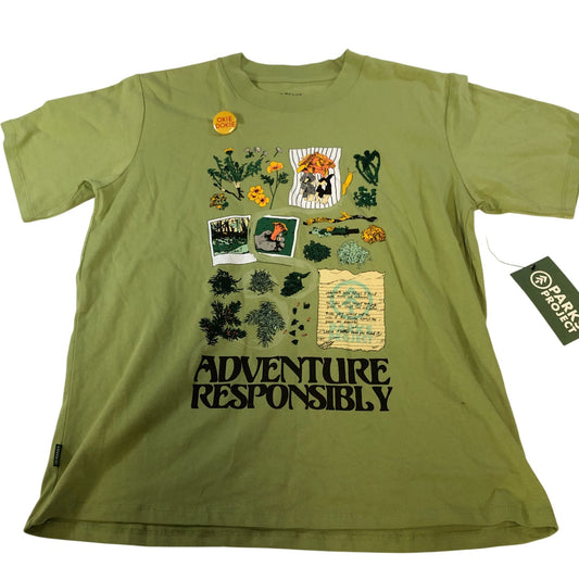 Parks Project Adventure Responsibly T-Shirt Cotton Green Casual Tee Size S- UK8