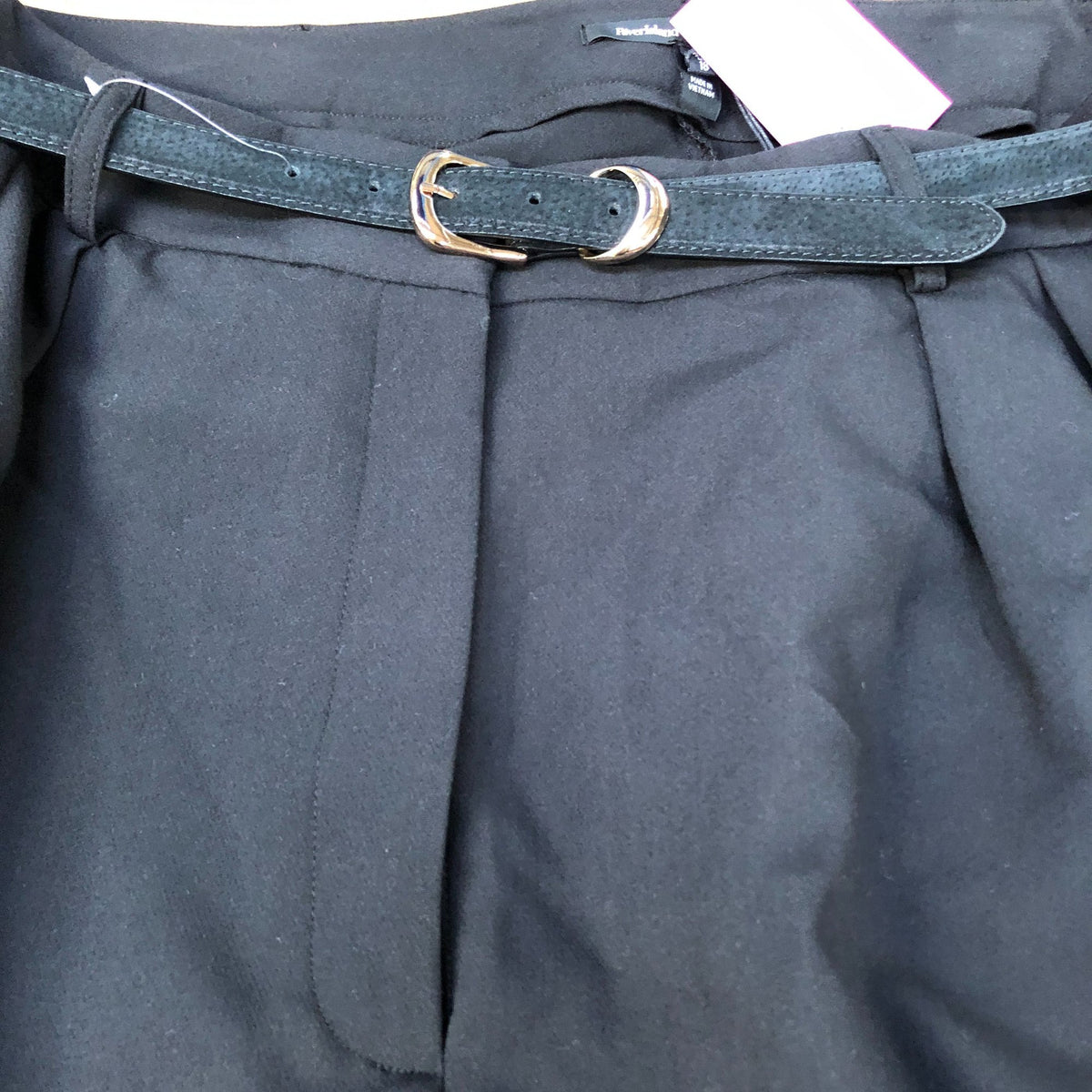 River Island Women's Wide Leg Trousers UK22 Black with Belt Classic Style