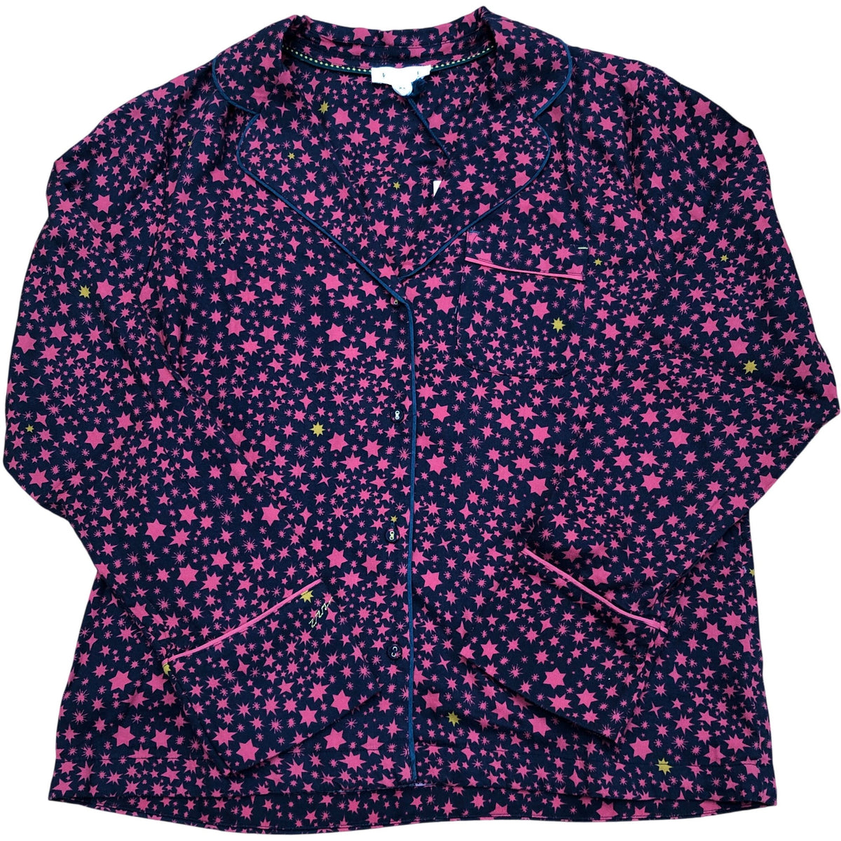 Navy Multi Printed Pyjama Top Organic Cotton Stars Size 8