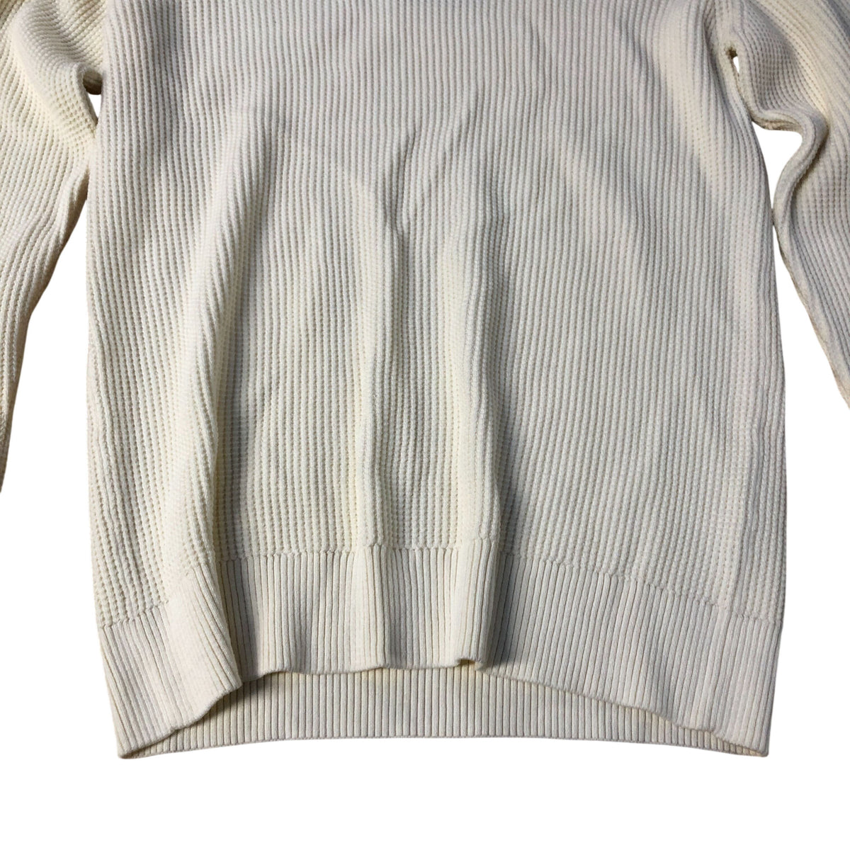 River Island Crew Neck Sweater Ecru Unisex Cream Ribbed Knit Long Sleeve Medium