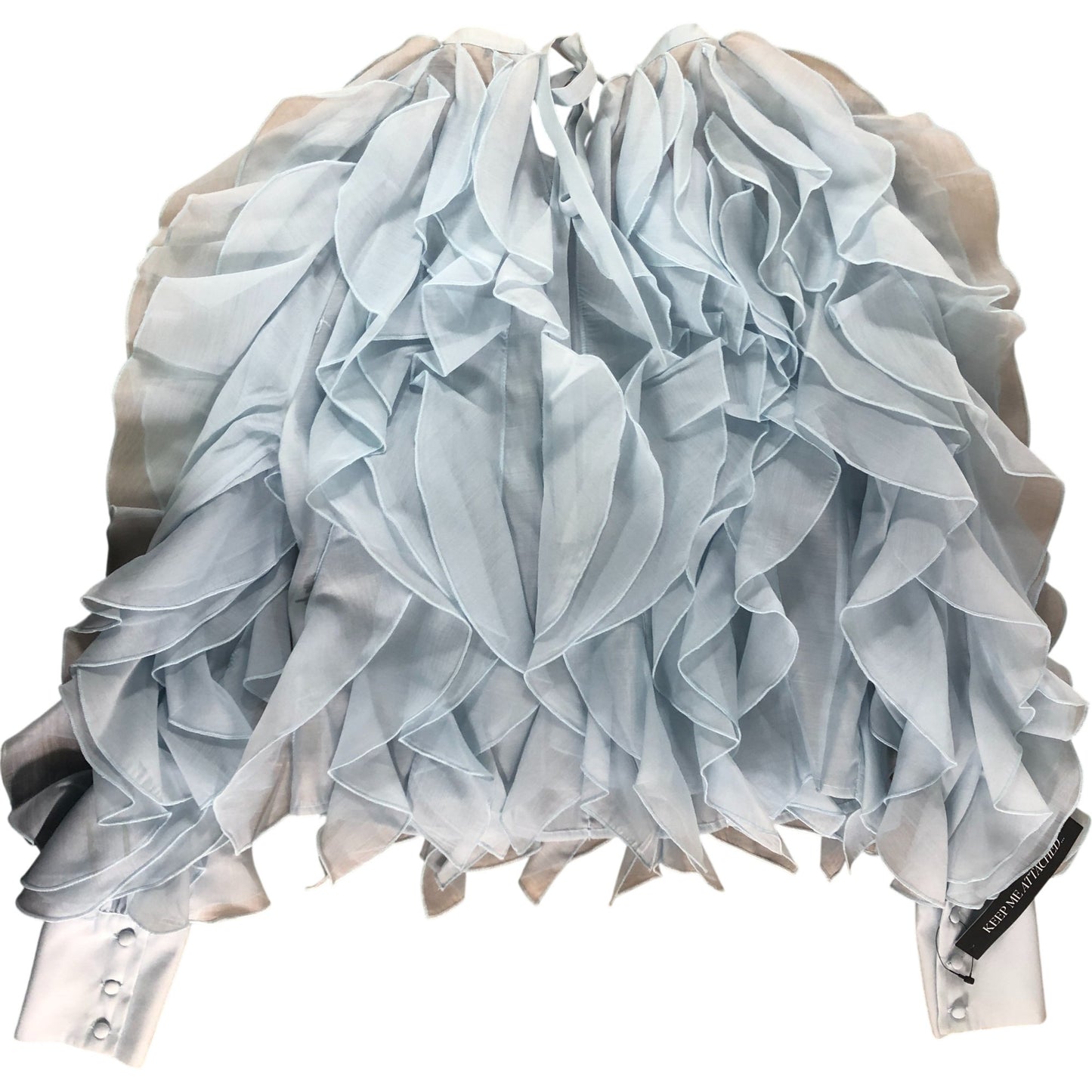 Branded Frilly Ruffle Blouse Women's Light Blue Chiffon UK10