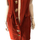 River Island Rust Sleeveless Dress UK 12 Women's Stylish V Neck With Buttons