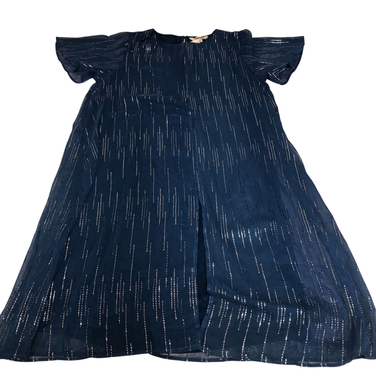 Branded Navy Blue Dress UK18 Women's Short Sleeve Shimmering Maxi Style