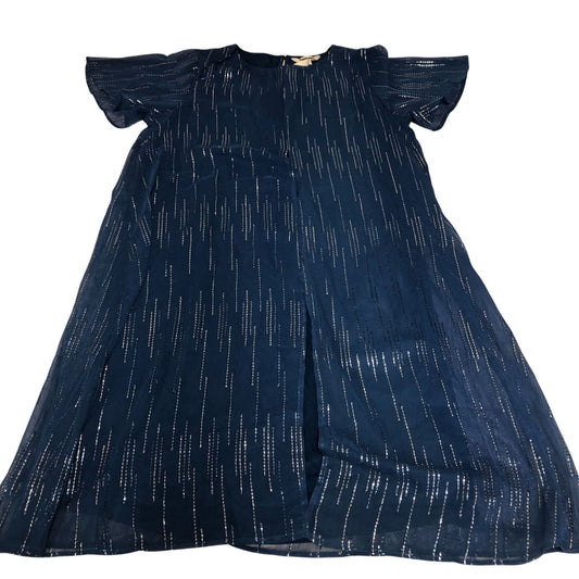 Branded Navy Blue Dress UK18 Women's Short Sleeve Shimmering Maxi Style