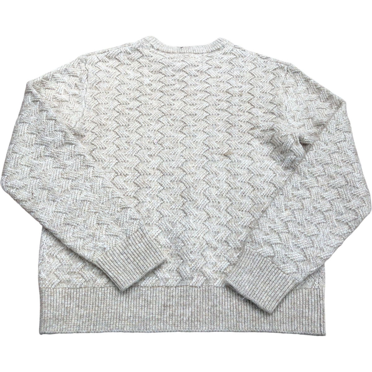 River Island Chunky Knit Sweater Wool Blend Cream Herringbone Pattern Size M