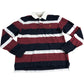 ONFIRE Long Sleeve Polo Shirt Men's Cotton Striped Red White Navy Size Medium