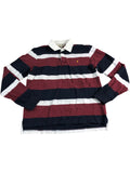 ONFIRE Long Sleeve Polo Shirt Men's Cotton Striped Red White Navy Size Medium