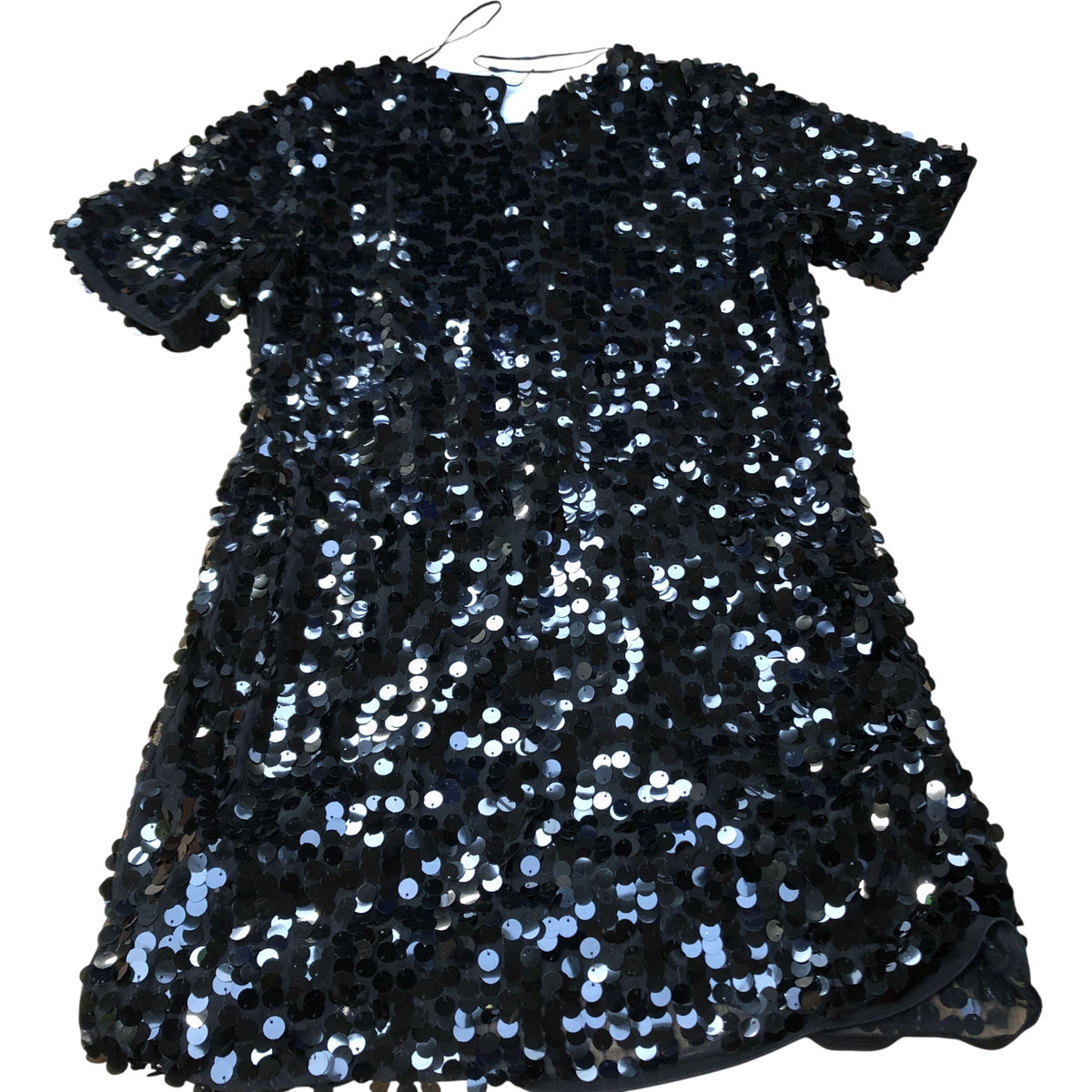 Sequin Dress UK12 Women's Short Sleeve Party Evening Wear Black