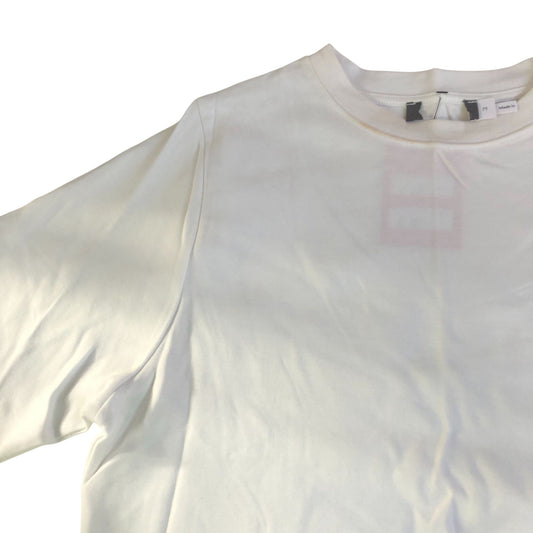 Women's White Short Sleeve T-Shirt Jersey Cotton Top Size Medium