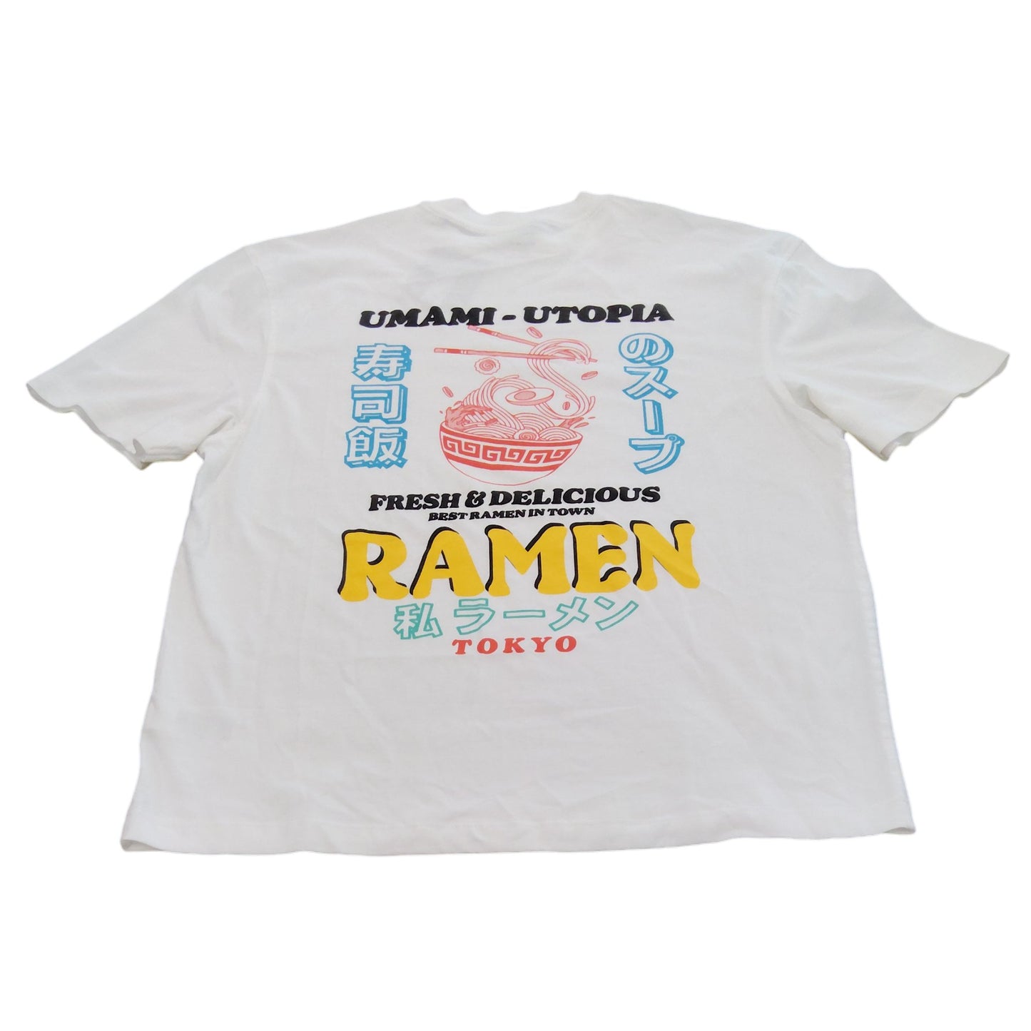 River Island Ramen T-Shirt Men's Size M White Japan Graphic Short Sleeve