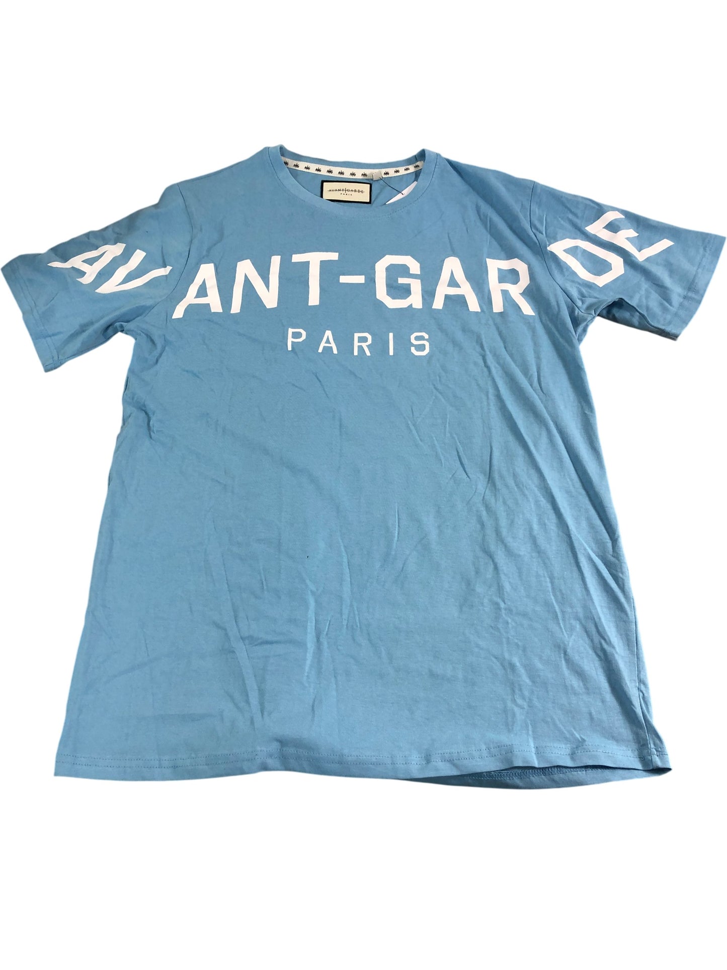 AVANT-GARDE PARIS Small Men's T-Shirt Cotton Graphic Print Blue Short Sleeve Tee