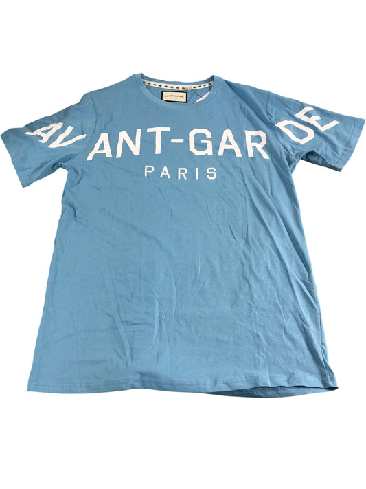 AVANT-GARDE PARIS Small Men's T-Shirt Cotton Graphic Print Blue Short Sleeve Tee