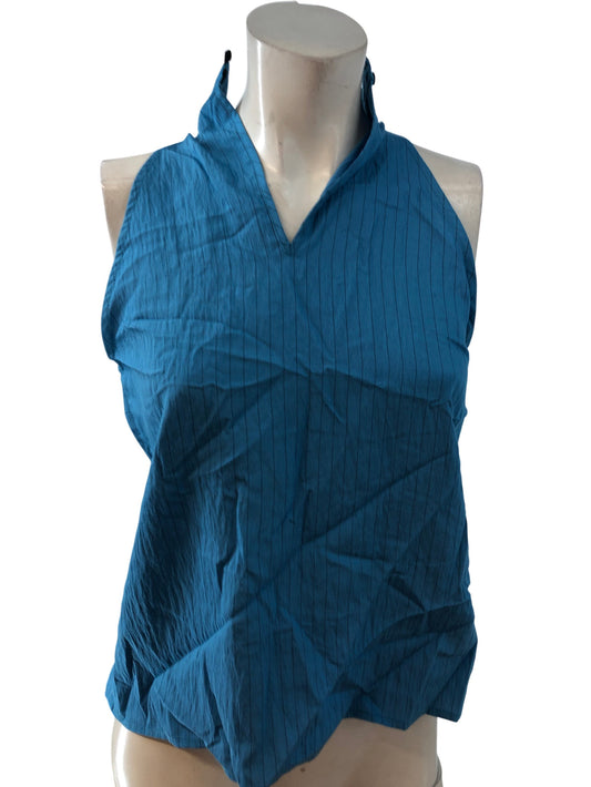 River Island Stylish Blue Sleeveless Halter Top Womens Size UK8 Fashion Clothing
