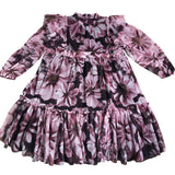 Branded Floral Print Dress Girls Stylish Puff Sleeve Long 12-18 Months