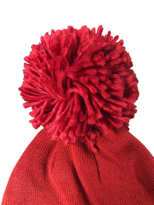 Hype Kids Bobble Hat One Size Red Acrylic Beanie With Logo Pom Pom