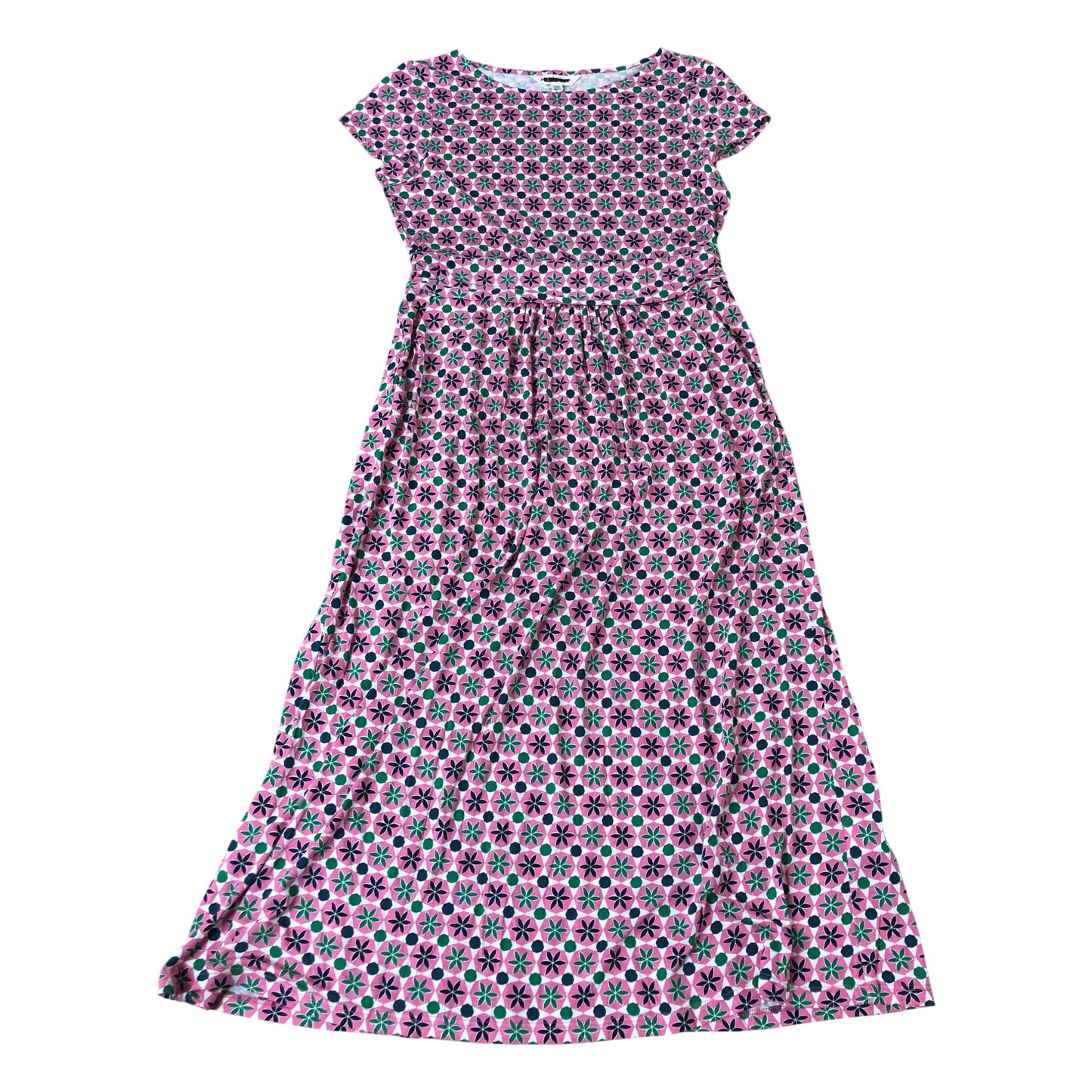 Floral Print Dress UK12 Women's Short Sleeve Comfortable Viscose