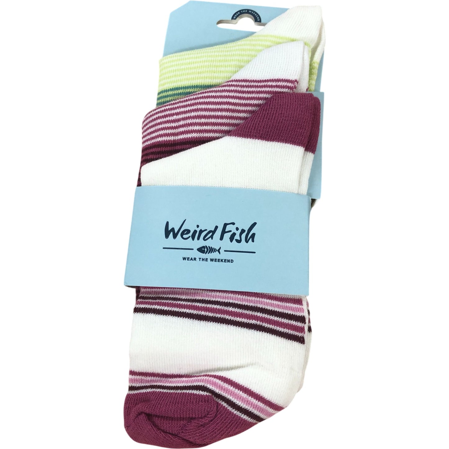 Weird Fish Loretta Trainer Socks 3pk UK4-7 Multicoloured Striped Cotton Socks