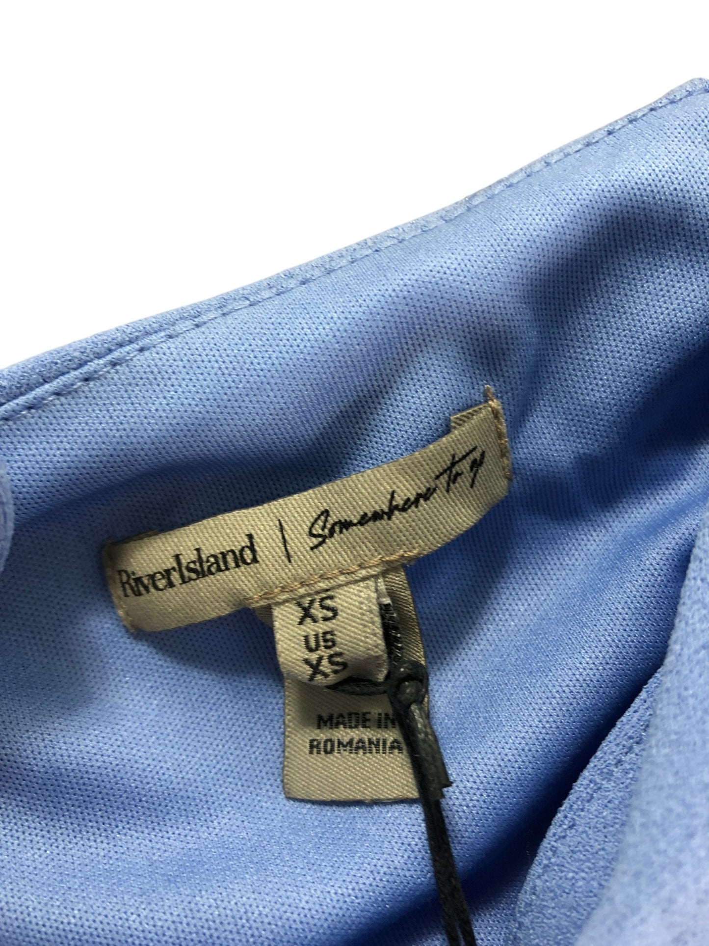 River Island XS Women's Blue Peplum Top Stylish and Elegant Fashion Blouse