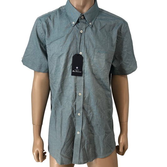 Ben Sherman Teal Oxford Shirt XL Men's Short Sleeve New with Tags