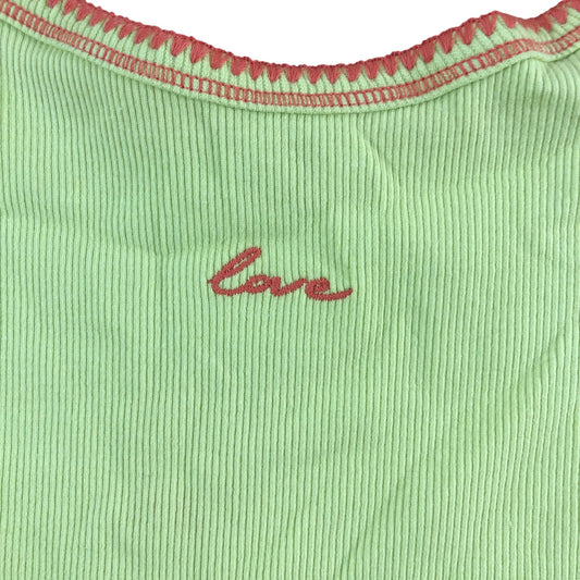 RIVER ISLAND Girls Love Top Ribbed Scalloped Neon Yellow Spaghetti 11-12 Years