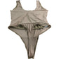 River Island Women's Bodysuit UK M Beige with Rhinestone Detail