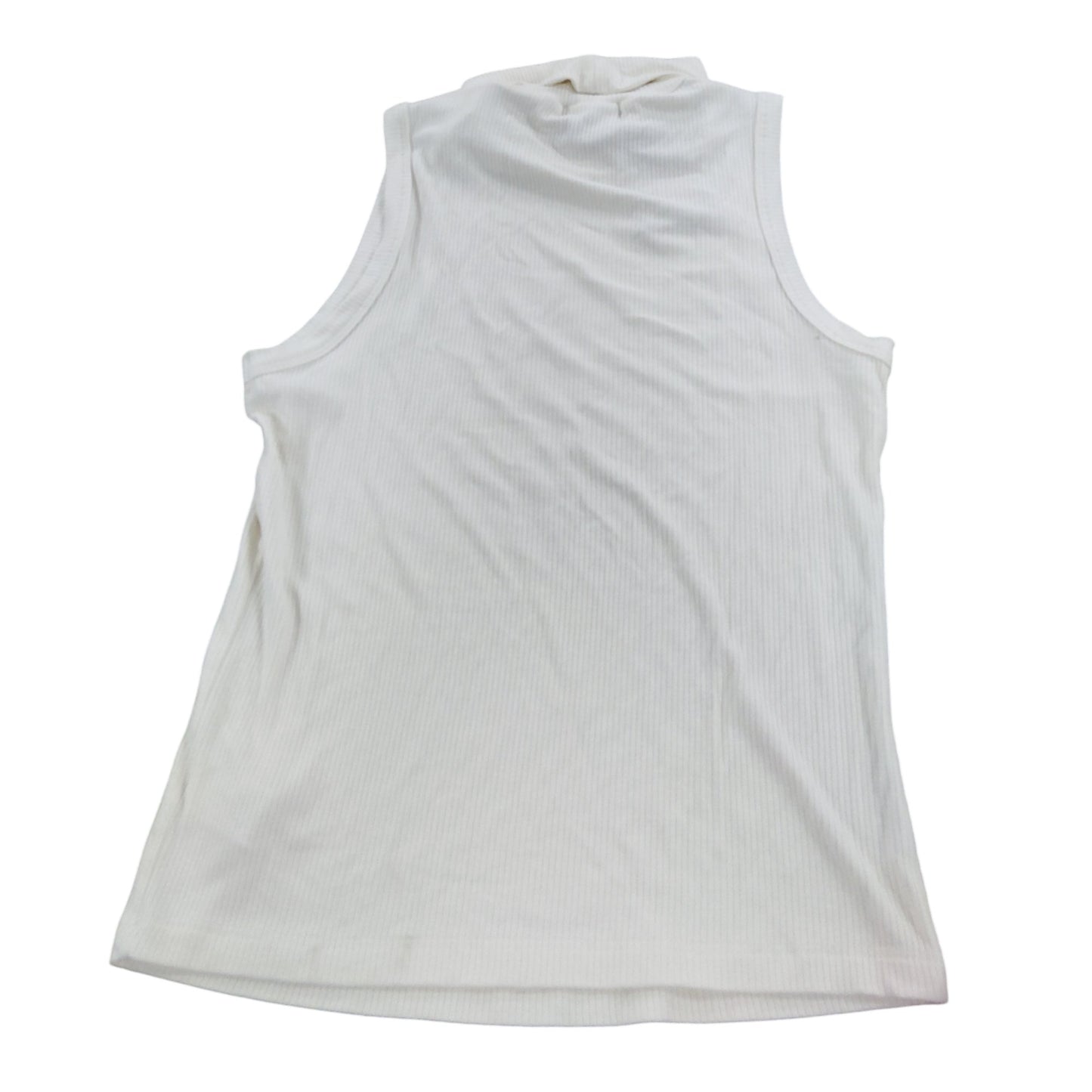 River Island Women's Ribbed High Neck Sleeveless Top UK10 Cream Casual Style