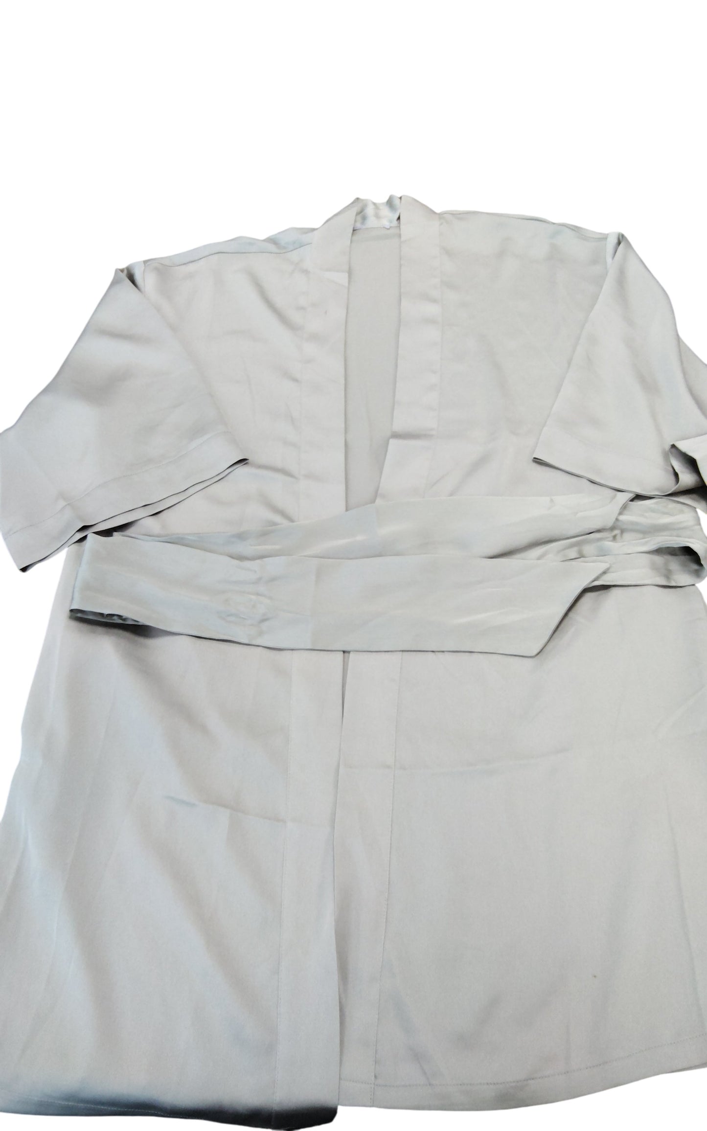 Kimono UK M Traditional Garment Light Grey Satin Fabric Elegant Wear Dress