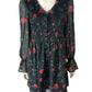 River Island Floral Smock Dress Women's Long Sleeve V Neck Rose Print UK Size 12