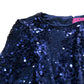 Lipsy Sequin Dress UK10 Women's Long Sleeve Party Dress Navy