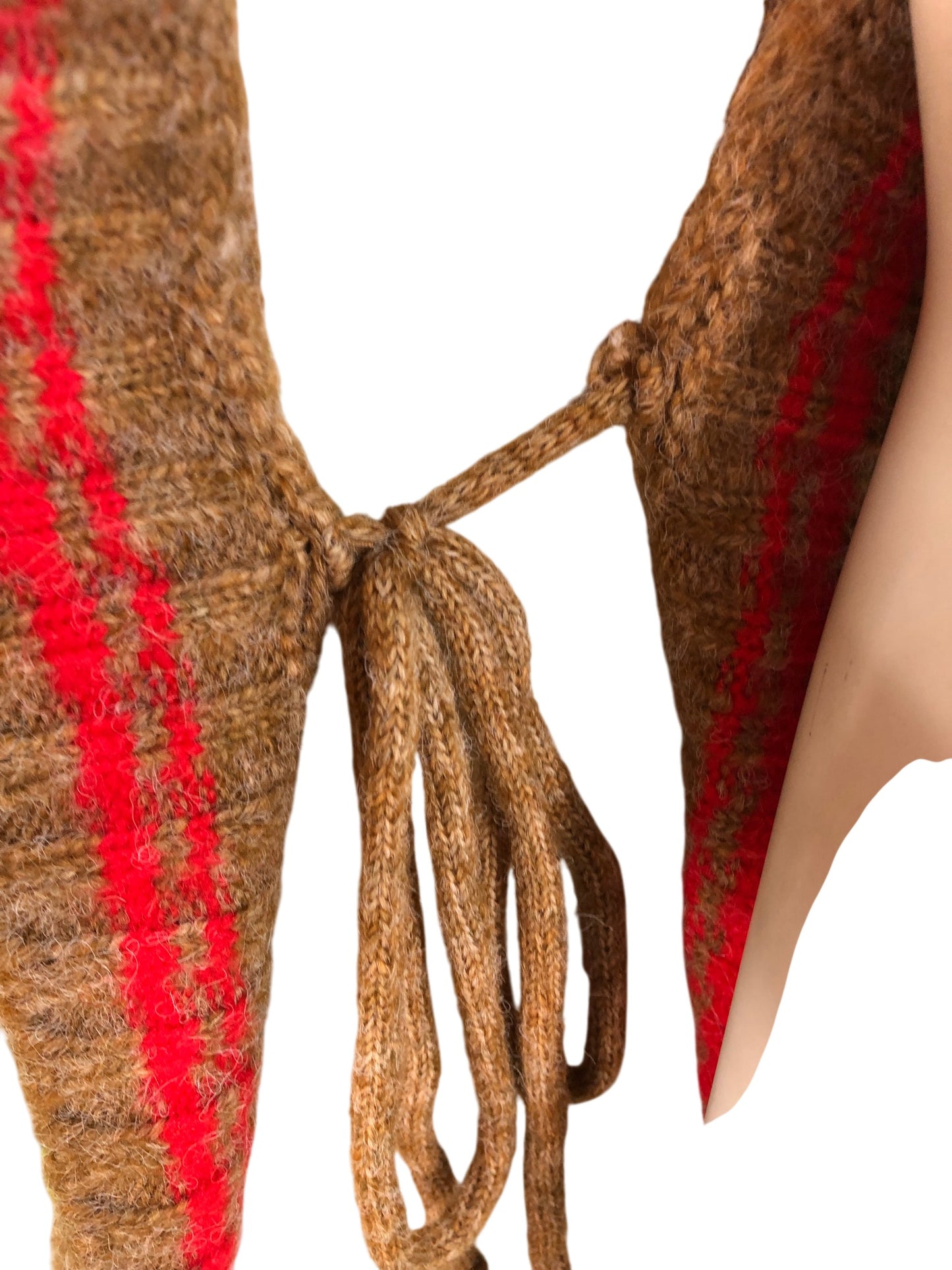 River Island One Size Women's Brown Red Striped Knit Poncho Sweater Top