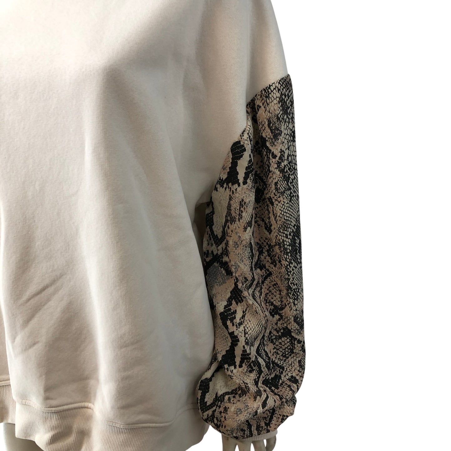 River Island Relaxed Sweater Large UK14 Women's Cream Snake Print Long Sleeve
