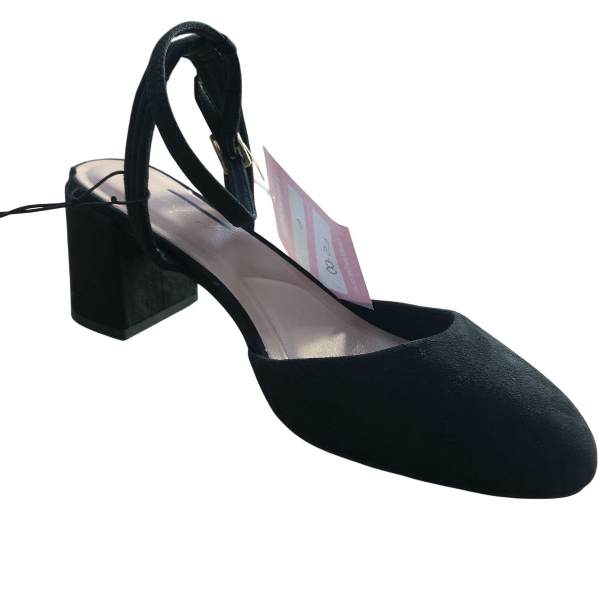 Black Suede Heels Size 6 Women's Block Heels Adjustable Strap