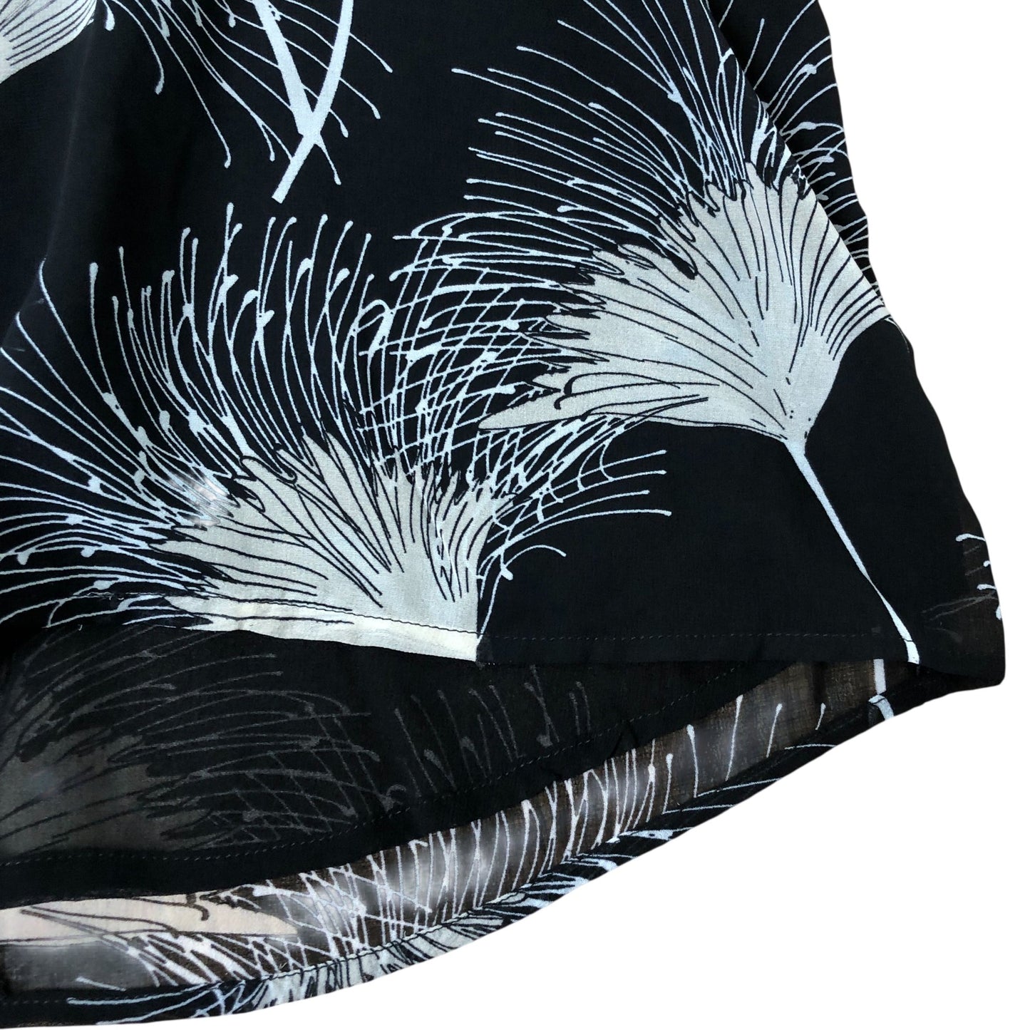 Women's Black Floral Print Chiffon Top Sleeveless Tie Neck XS