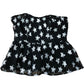 River Island Strapless Star Print Peplum Top Women's Black Silver UK10