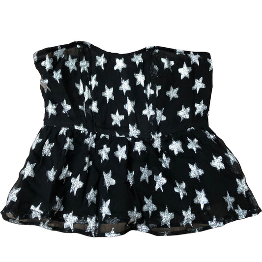 River Island Strapless Star Print Peplum Top Women's Black Silver UK10