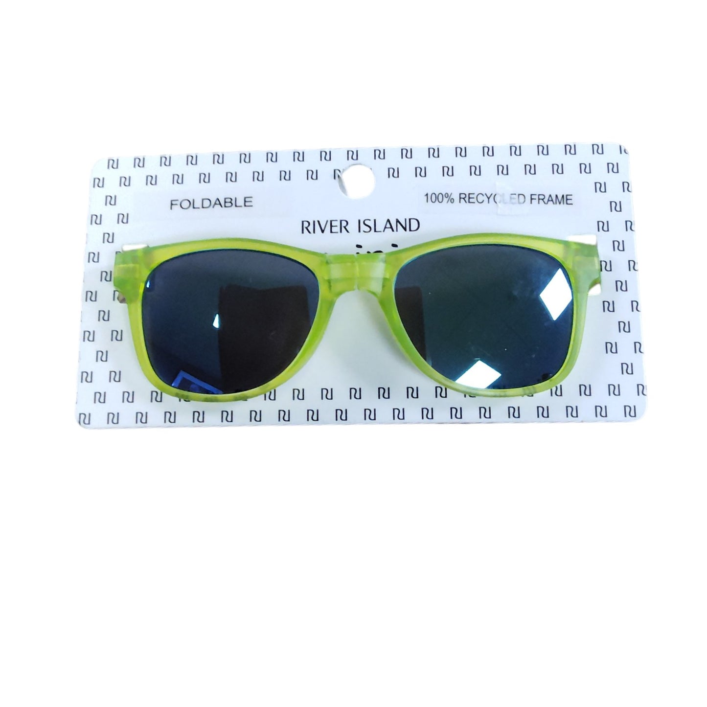 River Island Foldable Sunglasses Neon Green UV Protection Unisex Summer Access