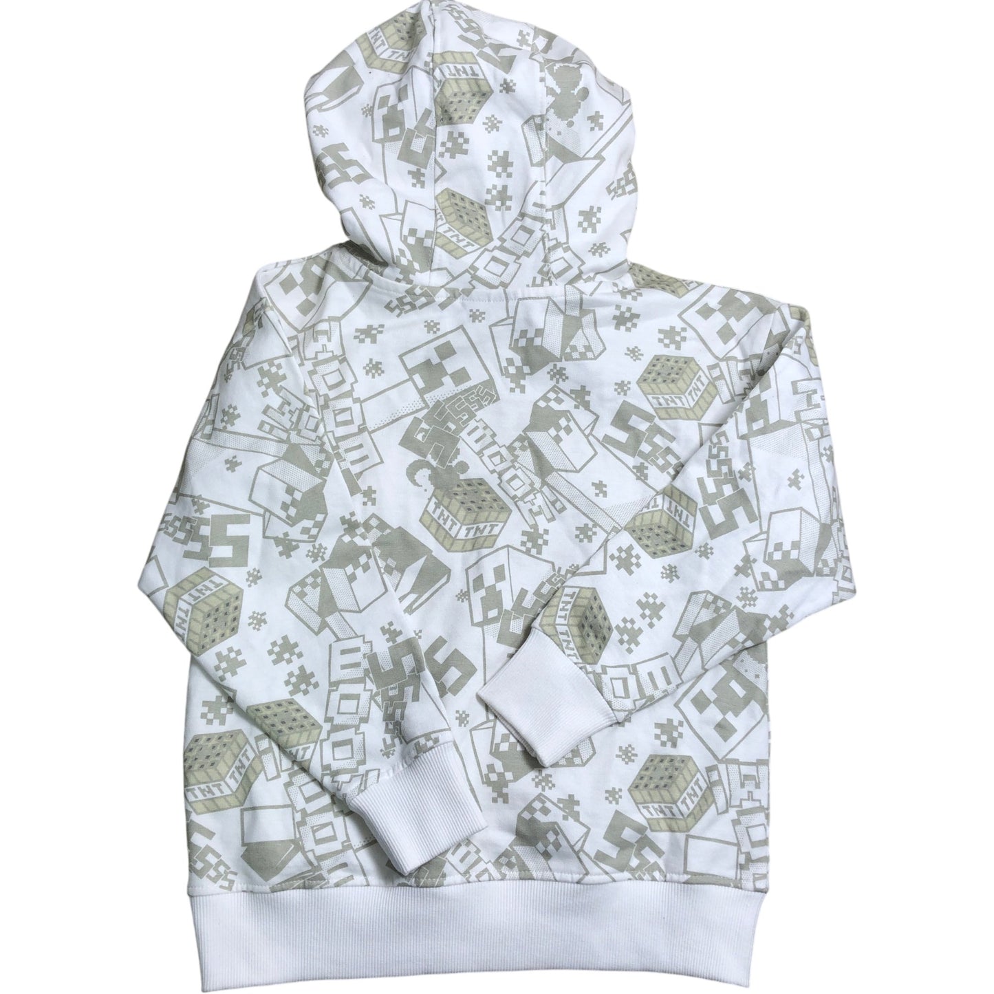 Angel & Rocket Minecraft Creeper Sequin Hoodie Boys Age 8-9 White Green