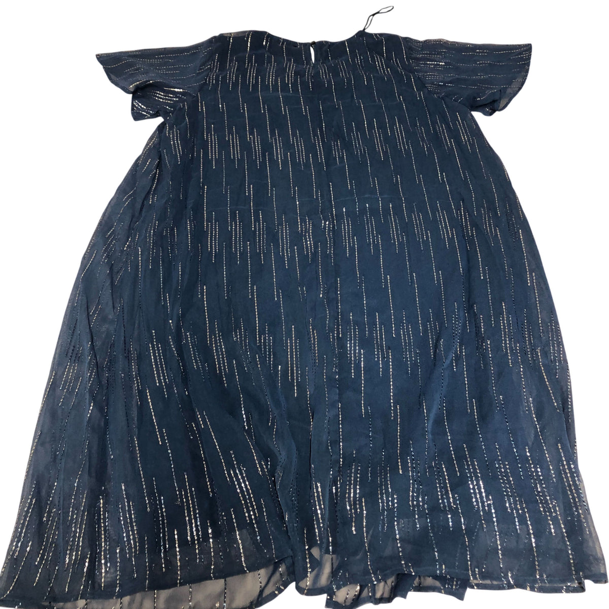 Branded Navy Blue Dress UK18 Women's Short Sleeve Shimmering Maxi Style